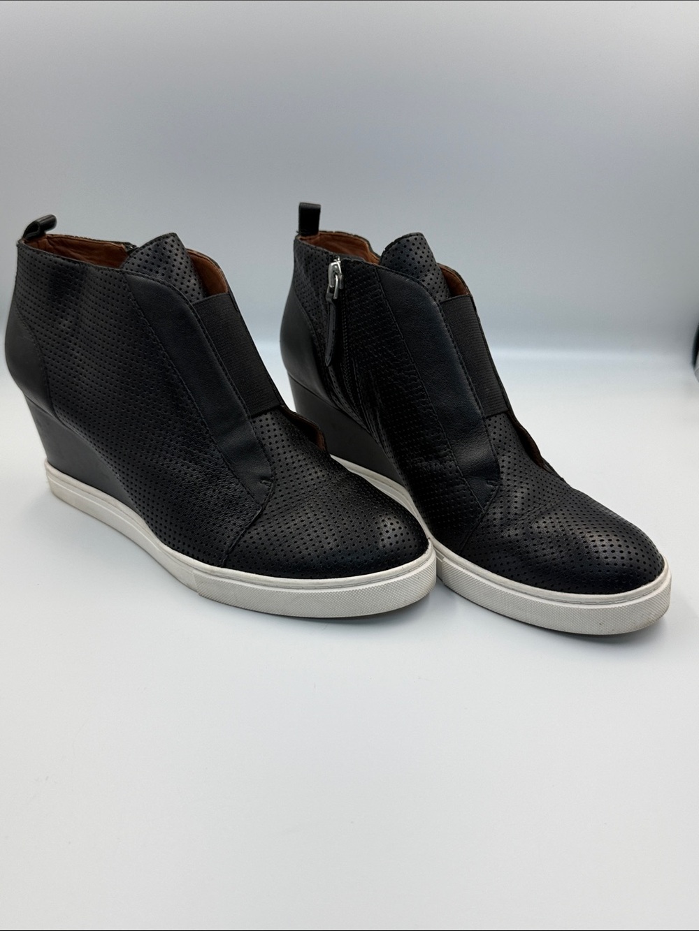 Paolo Black Perforated Wedge Sneaker